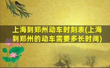 上海到郑州动车时刻表(上海到郑州的动车需要多长时间)