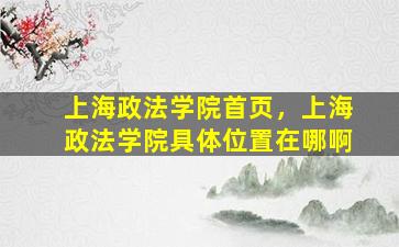 上海政法学院首页，上海政法学院具*置在哪啊