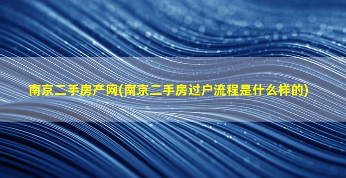南京二手房产网(南京二手房过户流程是什么样的)