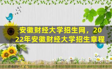 安徽财经大学招生网，2022年安徽财经大学招生章程