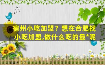 宿州小吃加盟？想在合肥找小吃加盟,做什么吃的最*呢