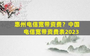 惠州电信宽带资费？*电信宽带资费表2023