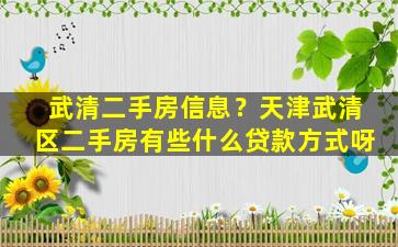 武清二手房信息？天津武清区二手房有些什么*方式呀