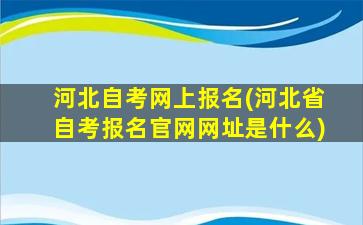 河北自考网上报名(河北省自考报名*网址是什么)