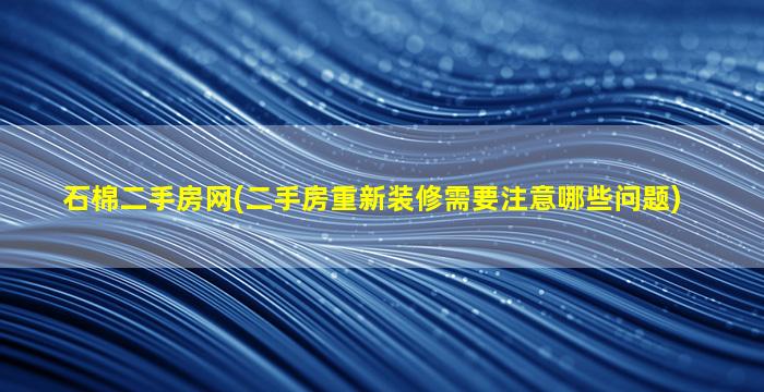 石棉二手房网(二手房重新装修需要注意哪些问题)