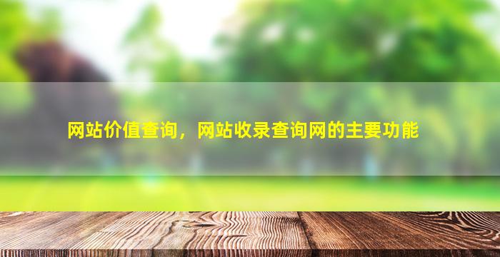 网站价值查询，网站收录查询网的主要功能