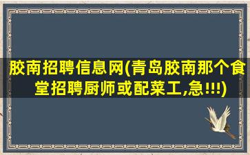 胶南招聘信息网(青岛胶南那个食堂招聘厨师或配菜工,急!!!)