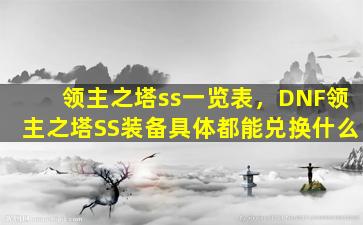 领主之塔ss一览表，DNF领主之塔SS装备具体都能兑换什么