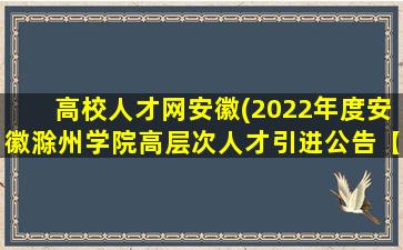 高校人才网安徽(2022年度安徽滁州学院高层次人才引进公告【55人】)